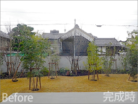 森の中にいるような雰囲気の立派なお庭