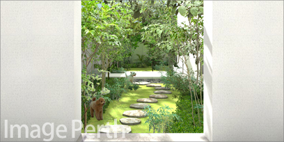 森の中にいるような雰囲気の立派なお庭