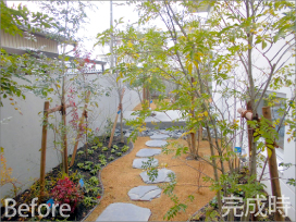 森の中にいるような雰囲気の立派なお庭